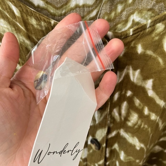 Wonderly Button Front Waist Tie Plus Size Short Sleeve Gauze Midi Dress - Picture 8 of 12